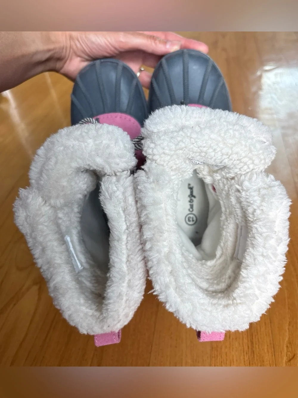 Cat & Jack kit Snow Boots Winter Pink White Gray WaterproofToddler Girls Size 13